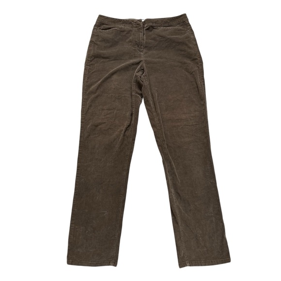 J Jill Brown Corduroy Pants Straight Inseam 32” Size 12 Tall - Picture 1 of 7
